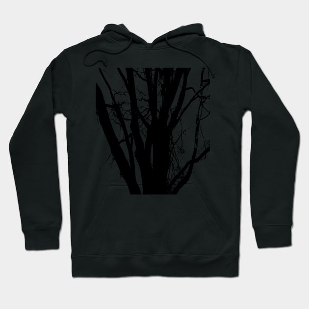 Tree, in black and white line drawing. Hoodie by robelf